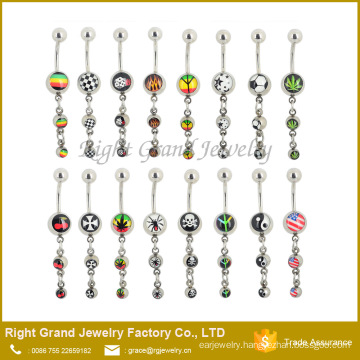 Logo Epoxy Three Logo Ball Belly Button Ring